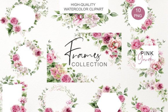 Download Watercolor Pink Floral Frame Clipart PNG - Floral Collection