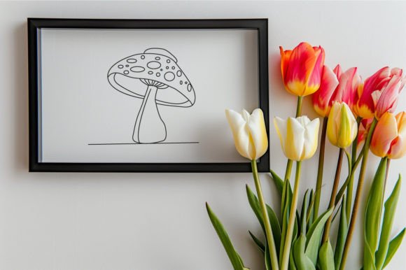 Download Cute Mushroom One Line Art Sketch Drawn - One line art Collection