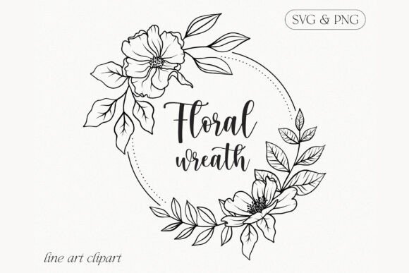 Download Floral Line Art Flower Wreath Clipart - Floral Collection