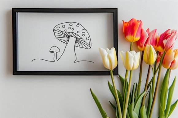 Download Cute Mushroom One Line Art Sketch Vector - One line art Collection
