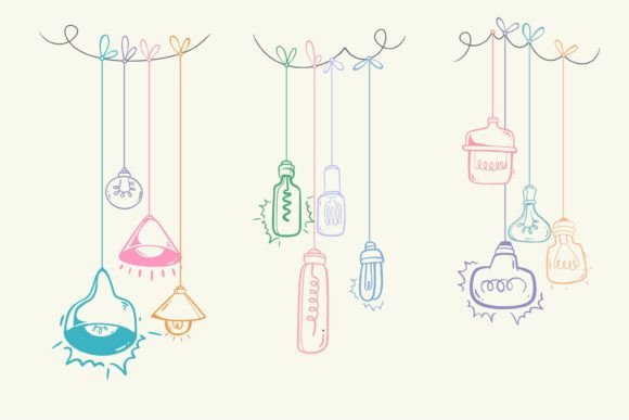 Download Light Bulb Collection with Line Curve - Collection Collection