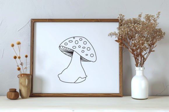 Download Cute Mushroom One Line Art Sketch Vector - One line art Collection