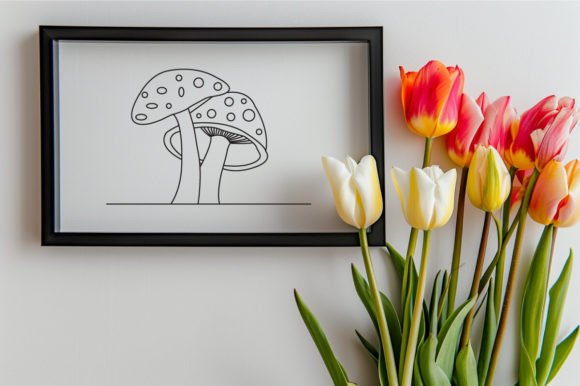 Download Cute Mushroom One Line Art Sketch Drawn - One line art Collection