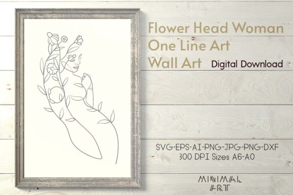 Download 1 Flower Head Woman One Line Art Wall Ar - One line art Collection