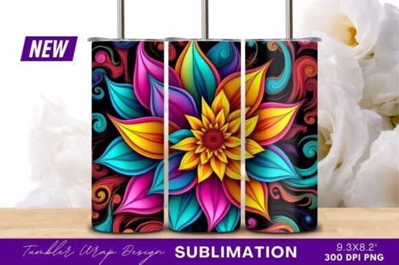 Download Vivid Abstract Flower Art Tumbler - Premium Bundle