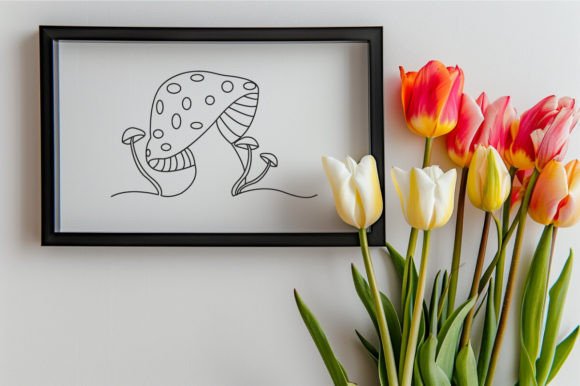Download Mushroom One Line Art Vector Drawing - One line art Collection