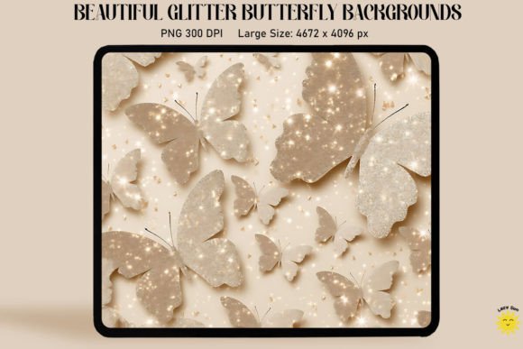 Download Pastel Beige Glitter Butterfly Pattern - Beige Collection