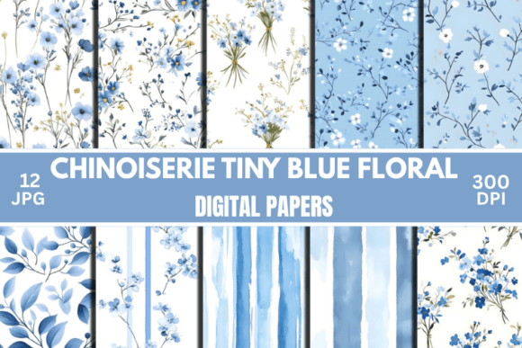 Download Chinoiserie Blue Floral Digital Paper - Floral Collection