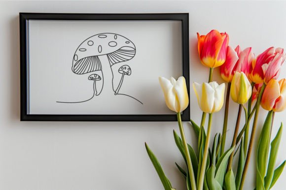 Download Mushroom One Line Art Vector Drawing - One line art Collection