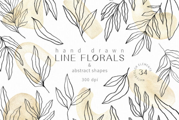 Download Line Florals and Abstract Shapes Clipart - Floral Collection