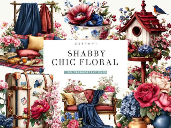 Download Shabby Chic Floral Clipart Bundle - Floral Collection