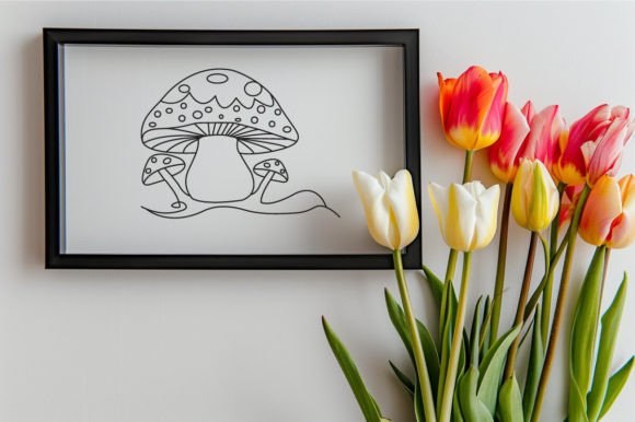 Download Mushroom One Line Art Sketch Vector - One line art Collection
