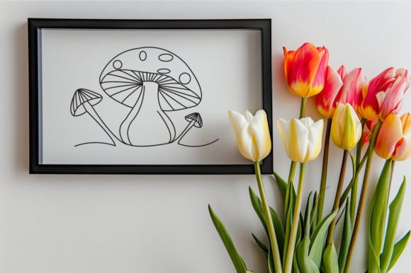 Download Mushroom One Line Art Vector Drawing - One line art Collection