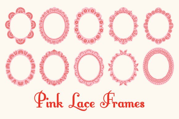 Download Pink Lace Oval Frames PNG Card Template - Card Collection